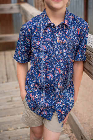 Short Sleeve Guayabera Shirt | Fall Otomi