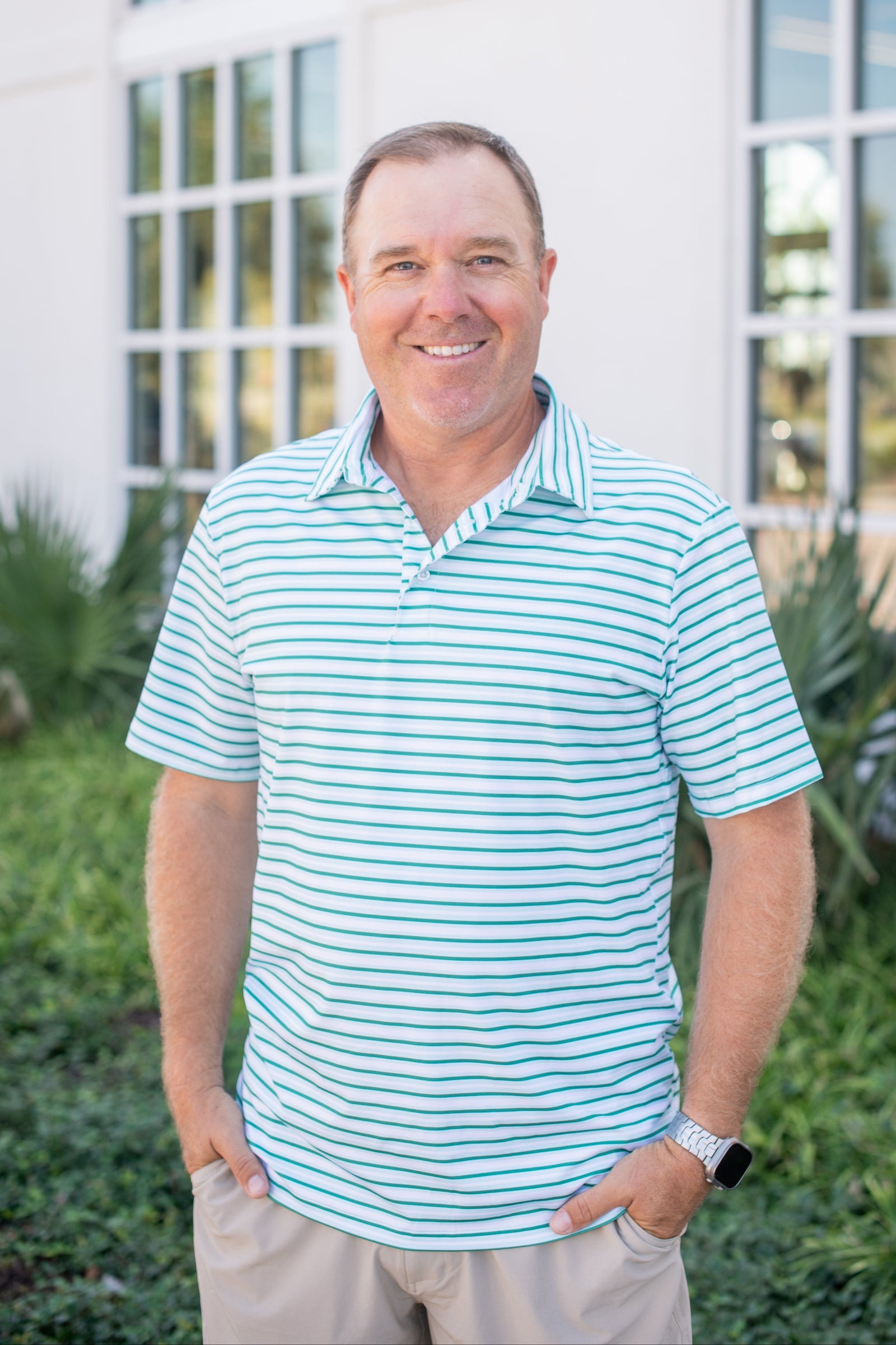 Men's Emerald Stripe Polo Short Sleeve Shirt