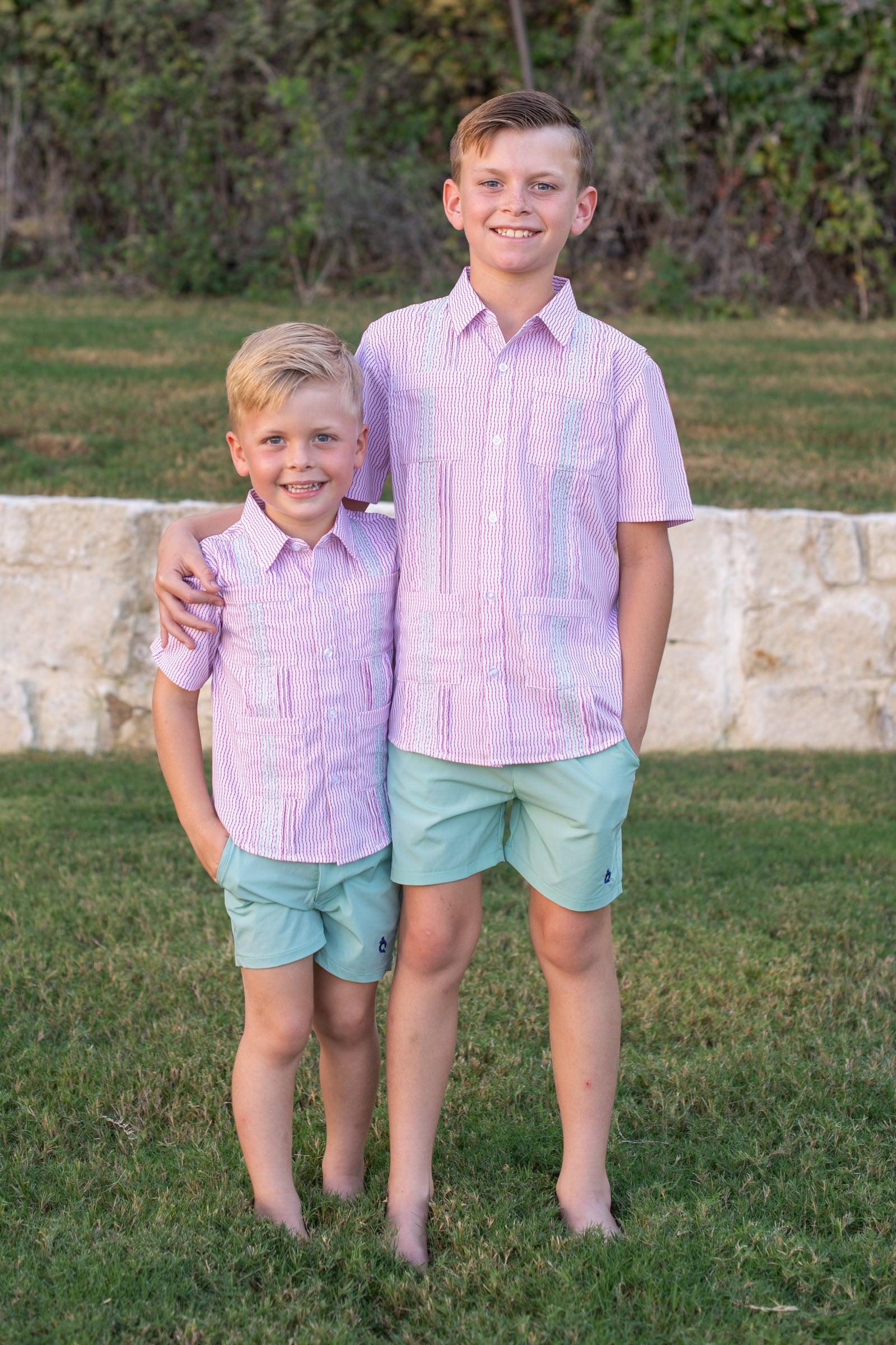 Pink Mint Guayabera Short Sleeve Shirt