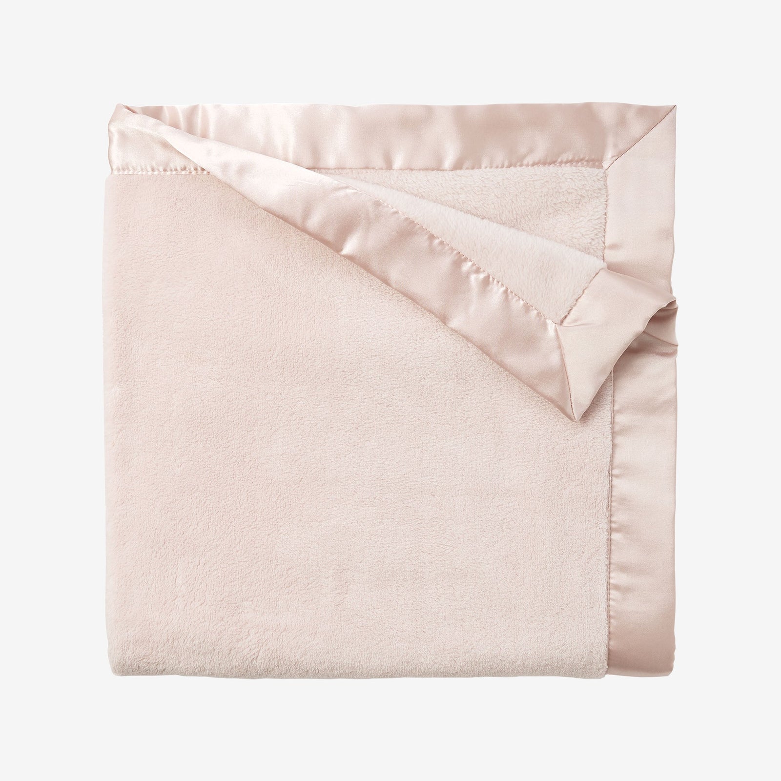 Pale Pink Satin Trim Fleece Baby Stroller Blanket