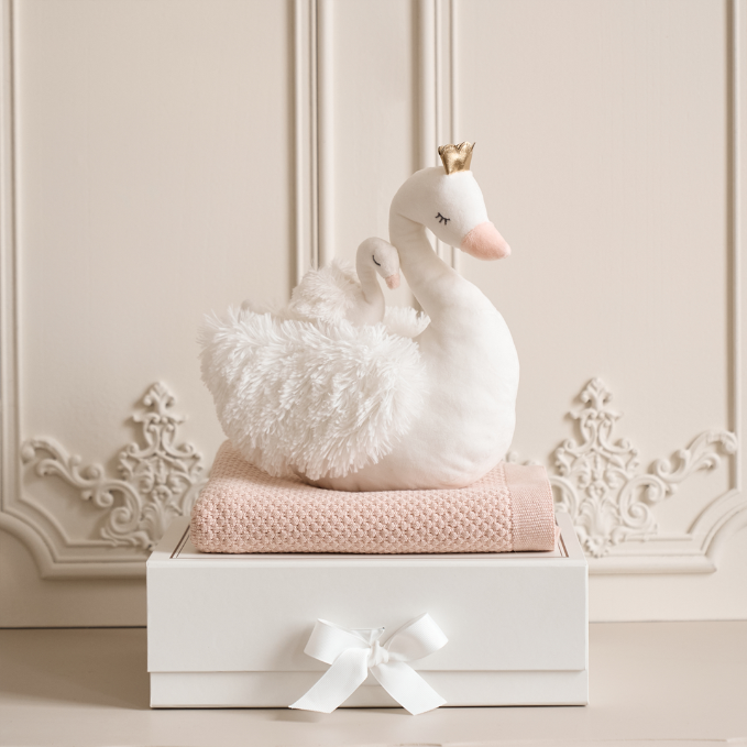 Mama + Baby Swan Plush Toy Set
