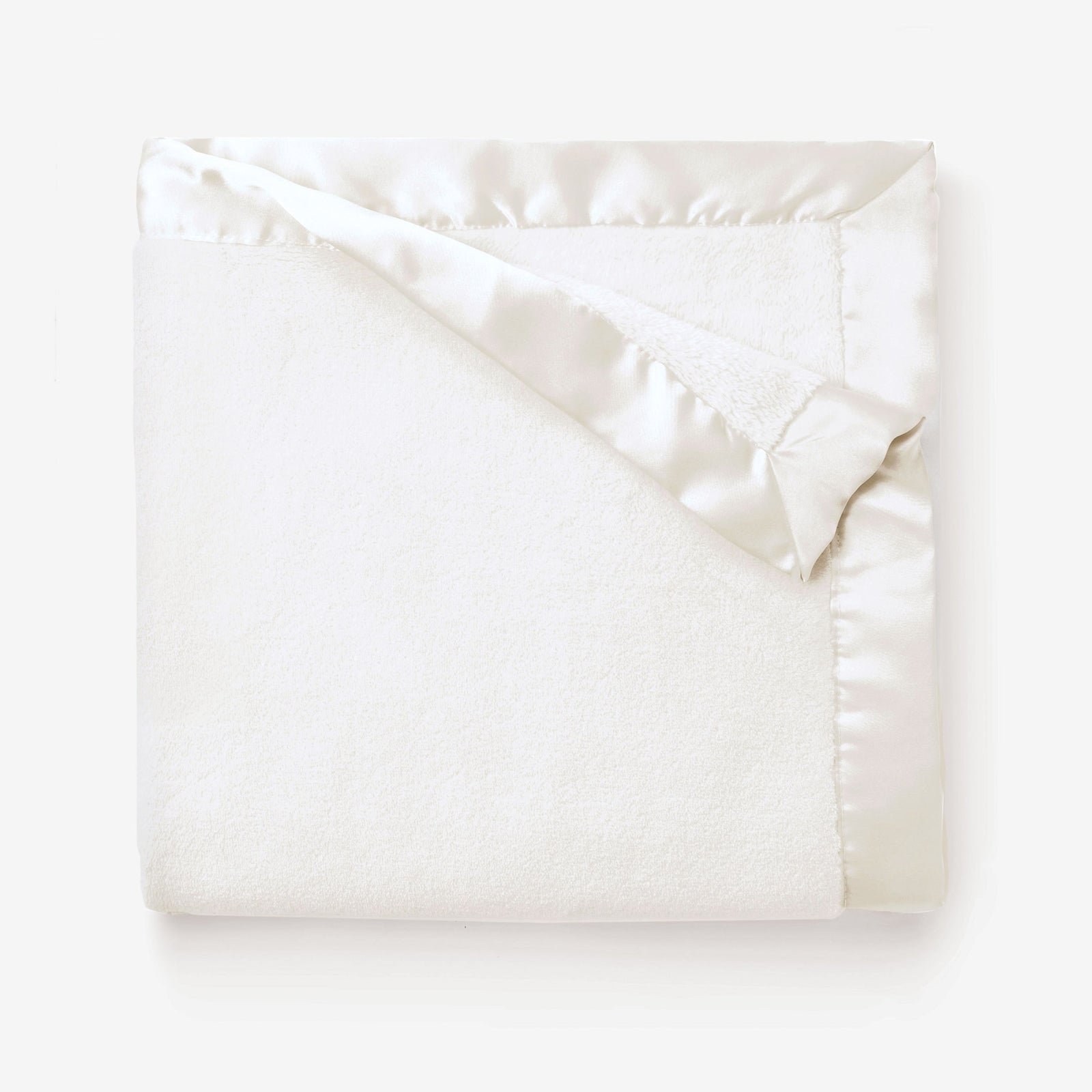White Satin Trim Fleece Baby Stroller Blanket