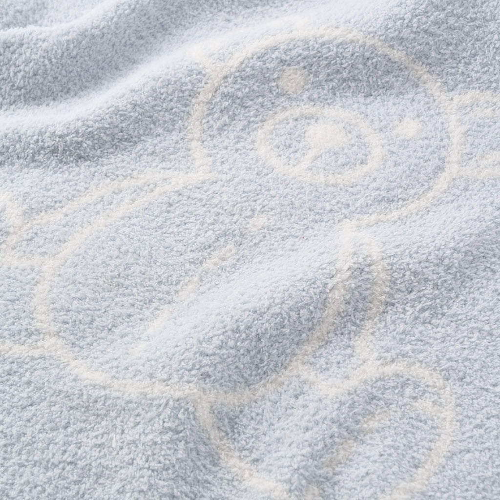 Pale Blue Teddy Bear Feather Knit Baby Blanket