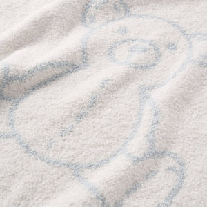Pale Blue Teddy Bear Feather Knit Baby Blanket
