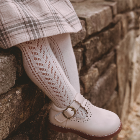 Taupe/White Pointelle Tight Set | 2PK