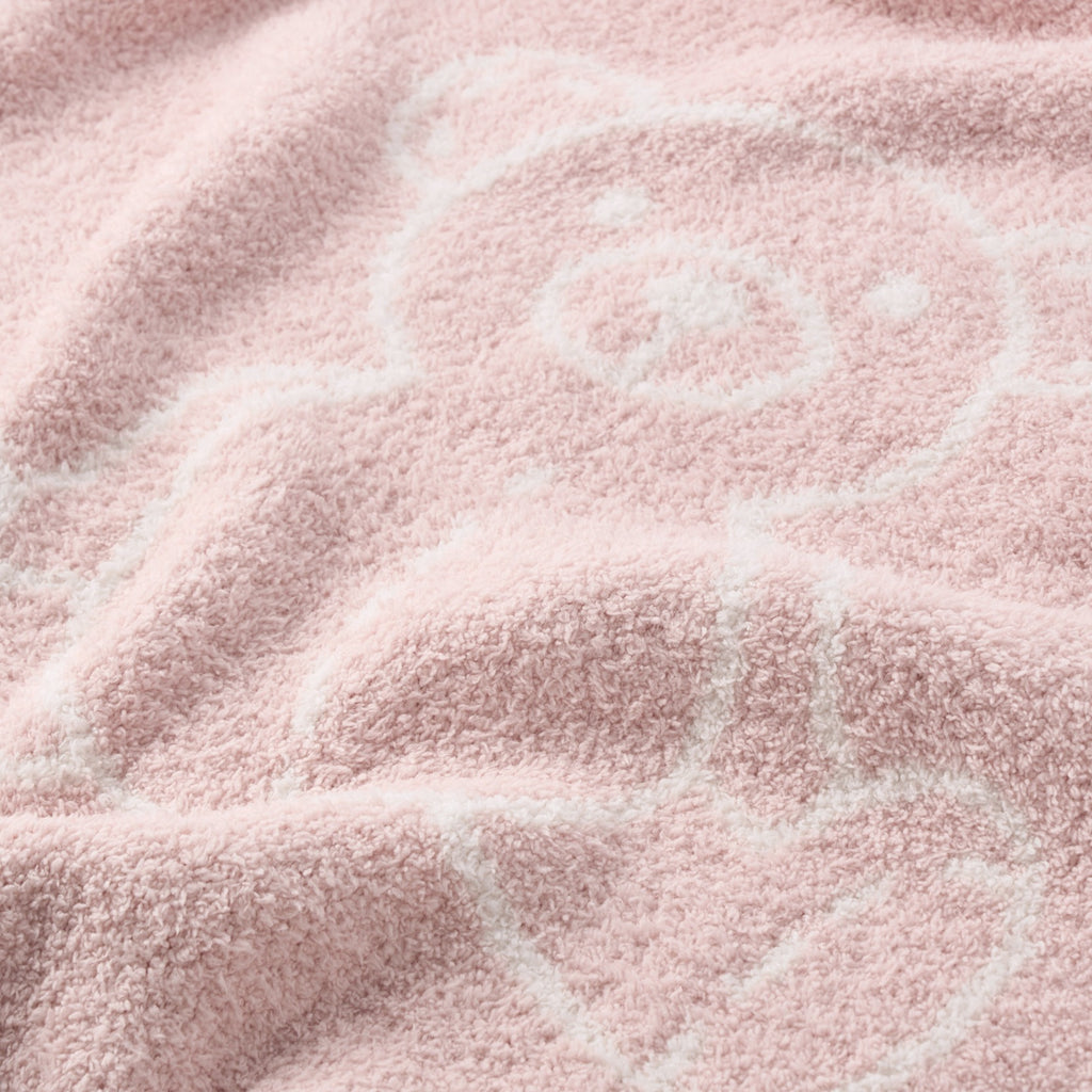Pale Pink Teddy Bear Feather Knit Baby Blanket