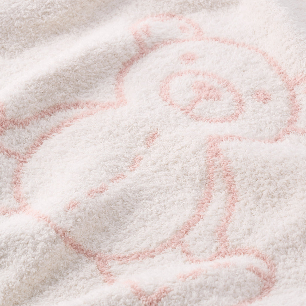 Pale Pink Teddy Bear Feather Knit Baby Blanket