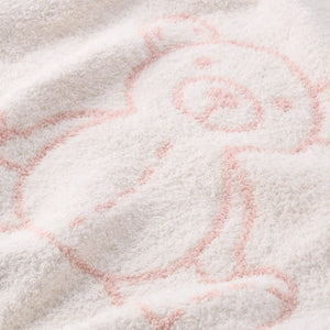 Pale Pink Teddy Bear Feather Knit Baby Blanket