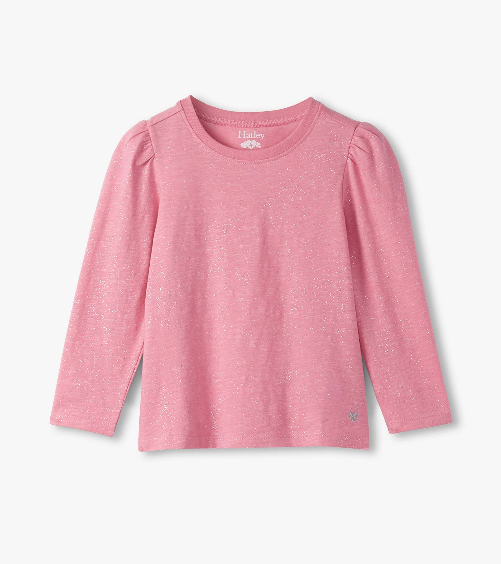 Sea Pink Sparkle Puff Sleeve Long Sleeve Shirt
