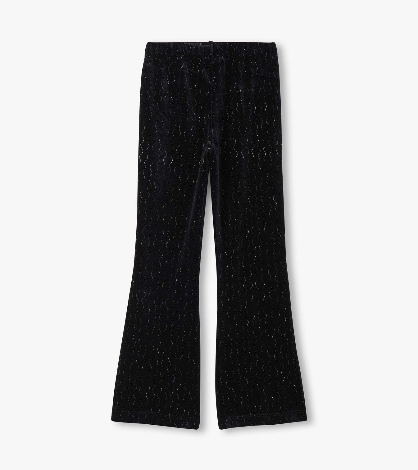 Black Sparkle Wave Velour Flared Pants