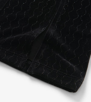 Black Sparkle Wave Velour Flared Pants