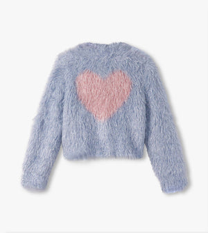 Glitter Heart Blue Metallic Cardigan