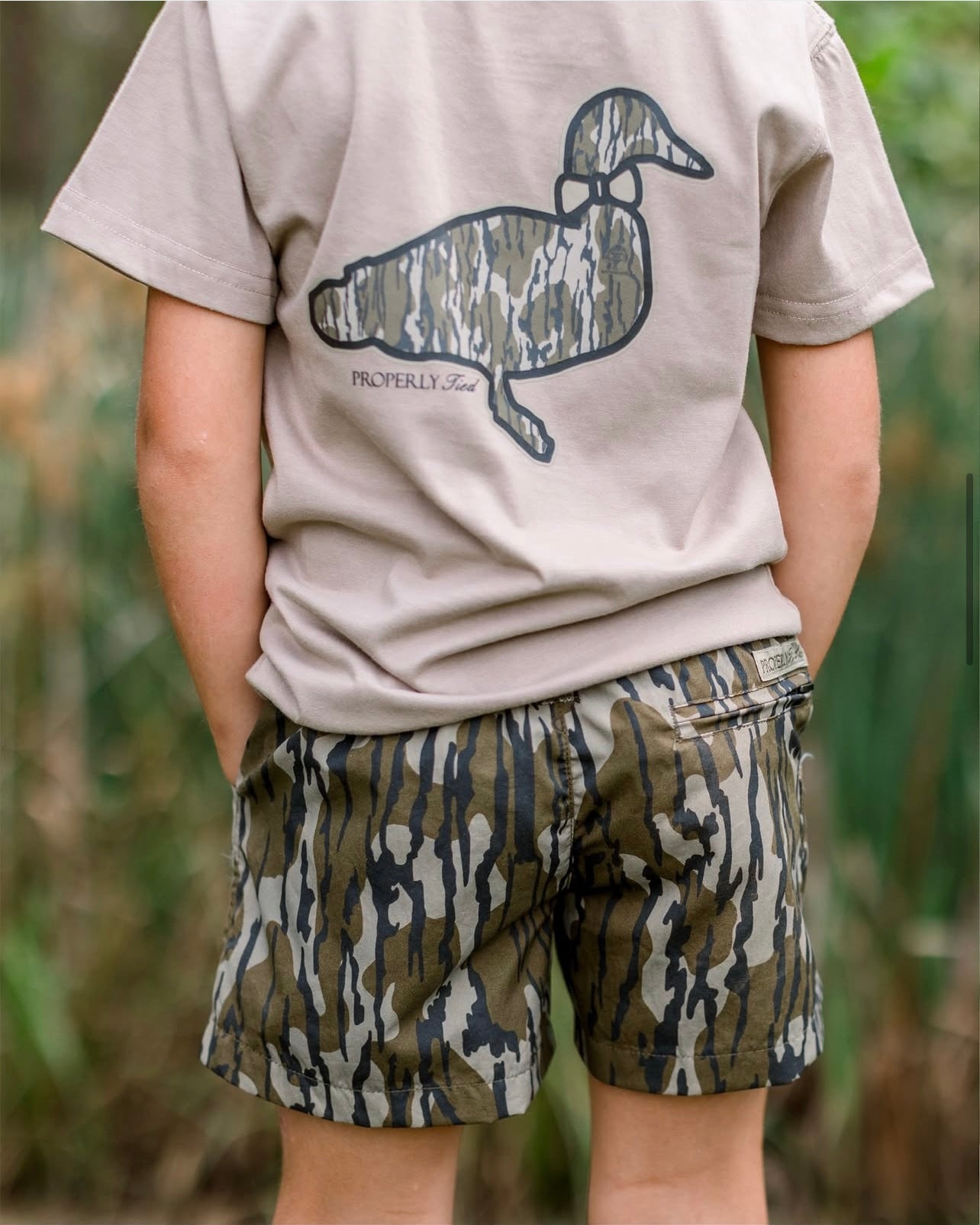Boys Short Sleeve Mossy Oak Logo Tee | Sand