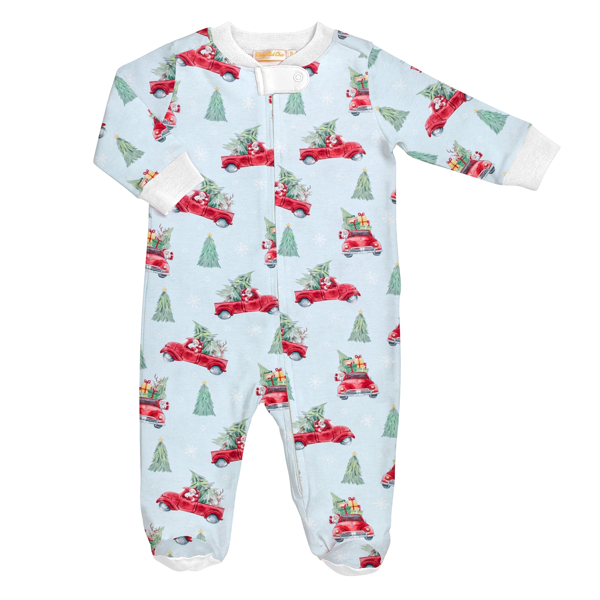 Santa is Coming Printed Zipper Footie or Coverall