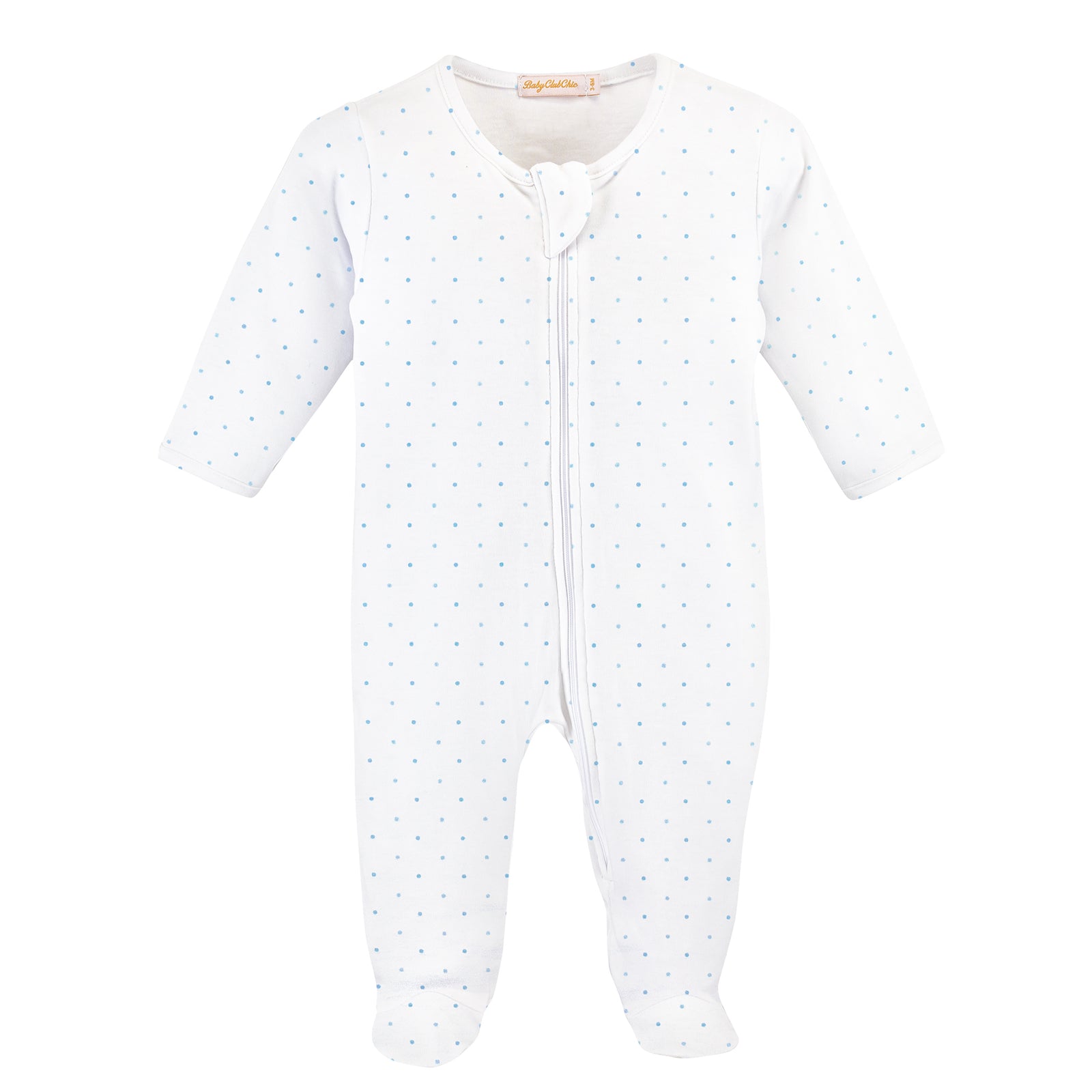 Blue Dots Printed Zipper Footie