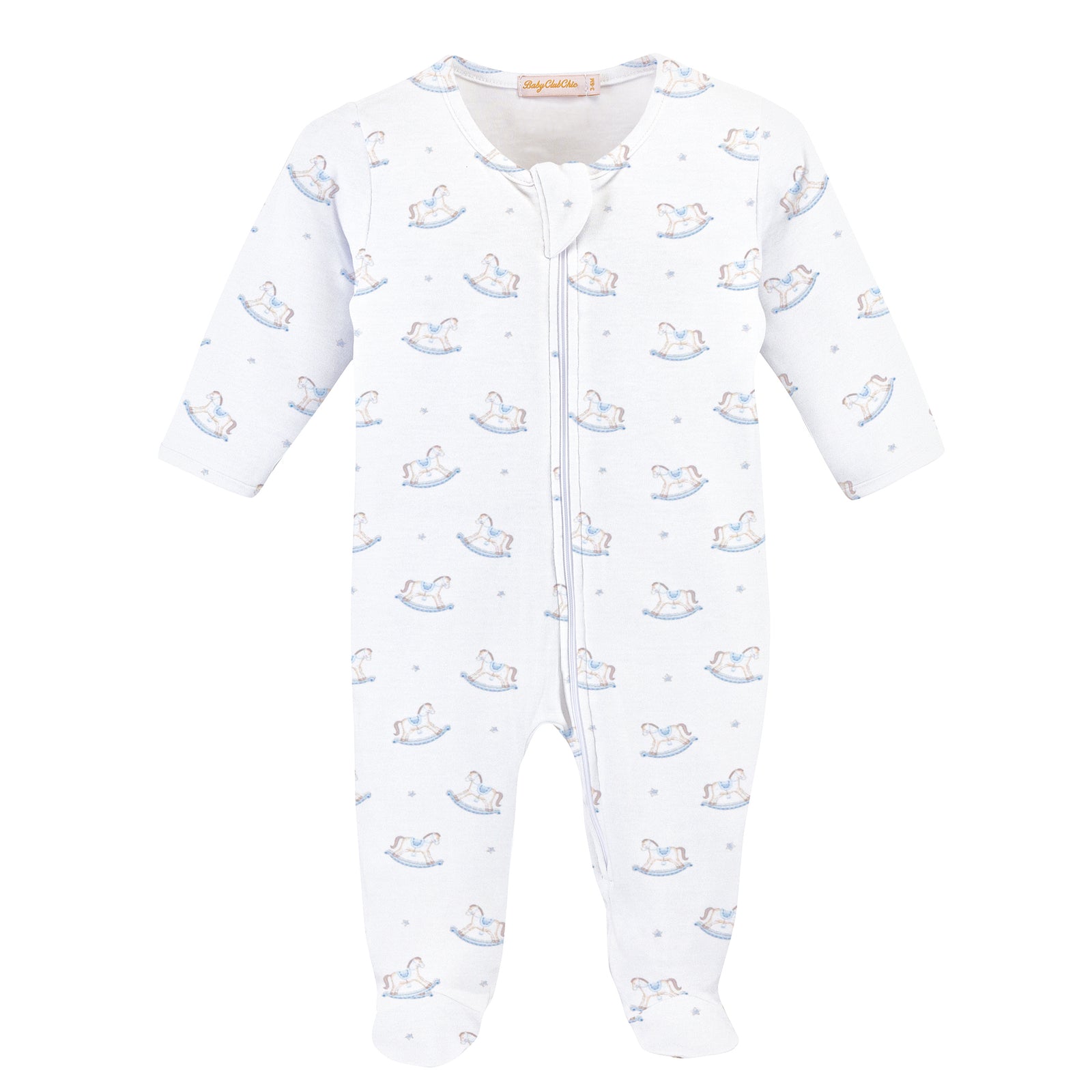Tiny Rocking Horse Printed Zipper Footie