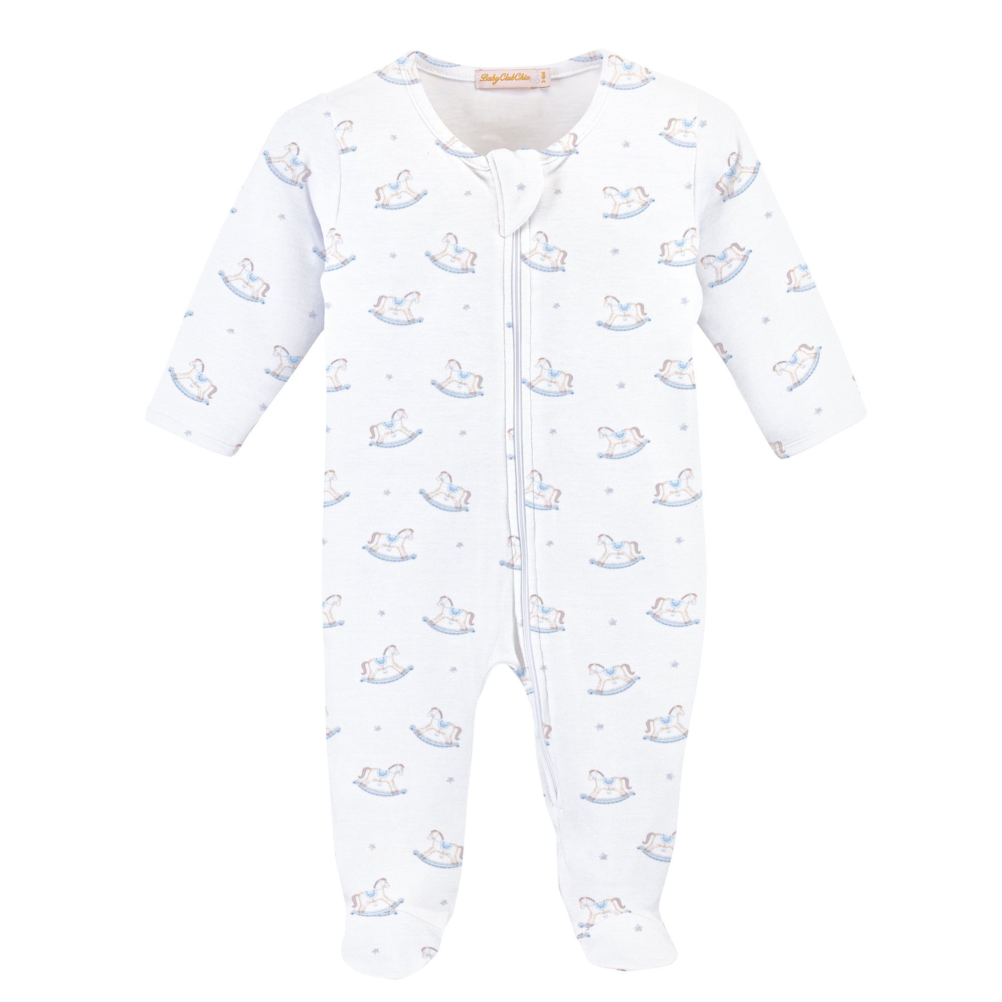 Tiny Rocking Horse Printed Zipper Footie