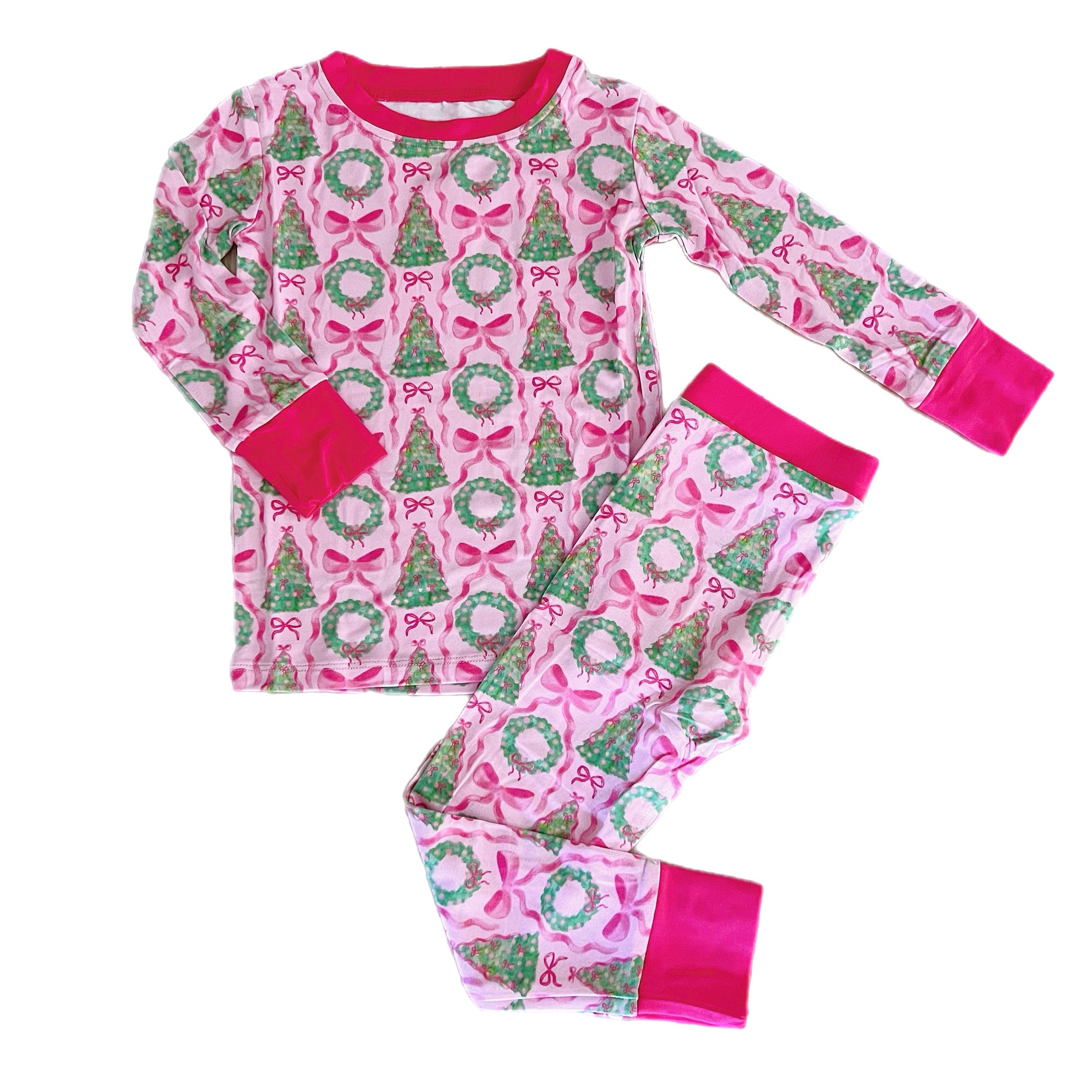 Pink Christmas Bamboo Pajama Set