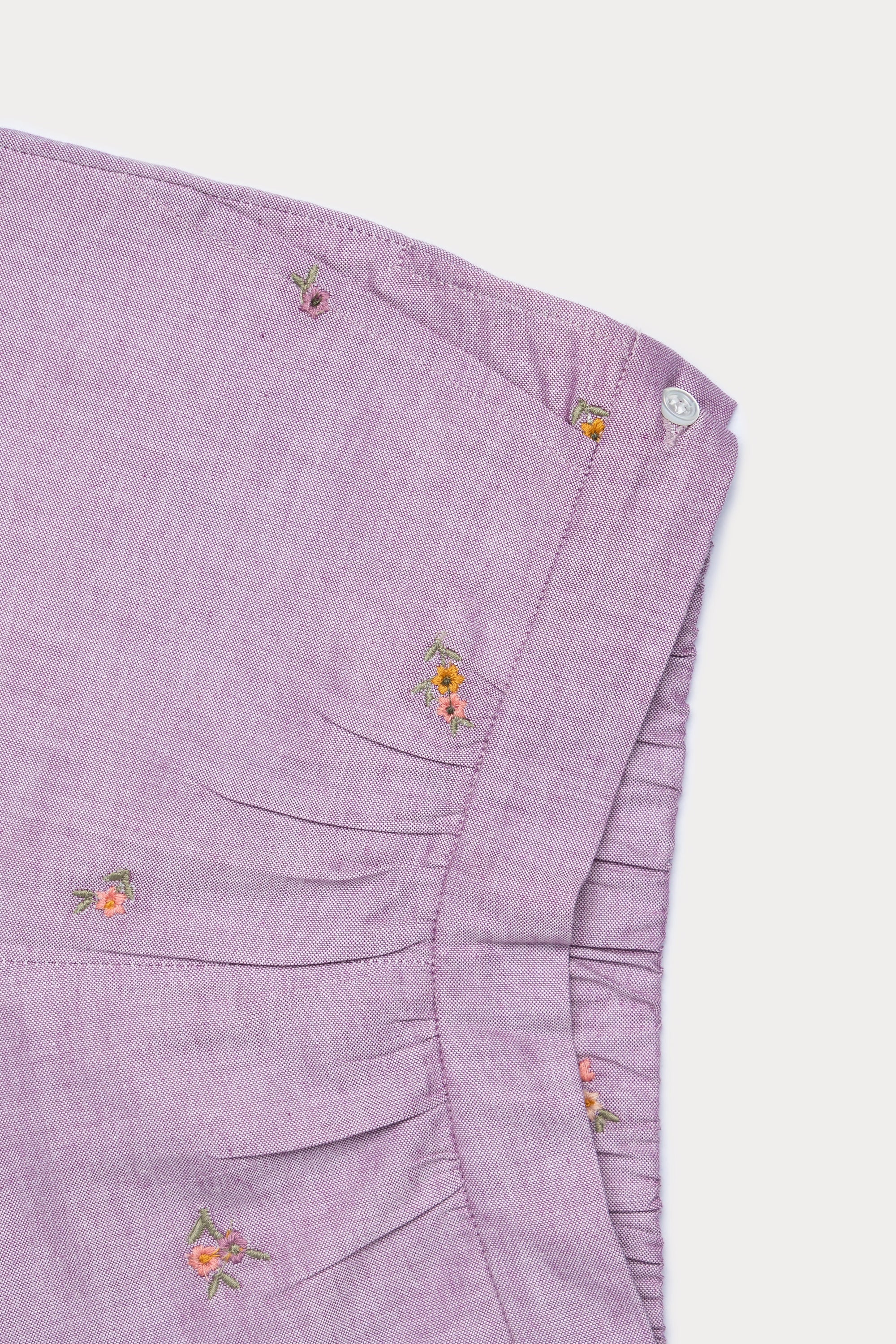 Joseph Shorts | Embroidered Lilac Chambray