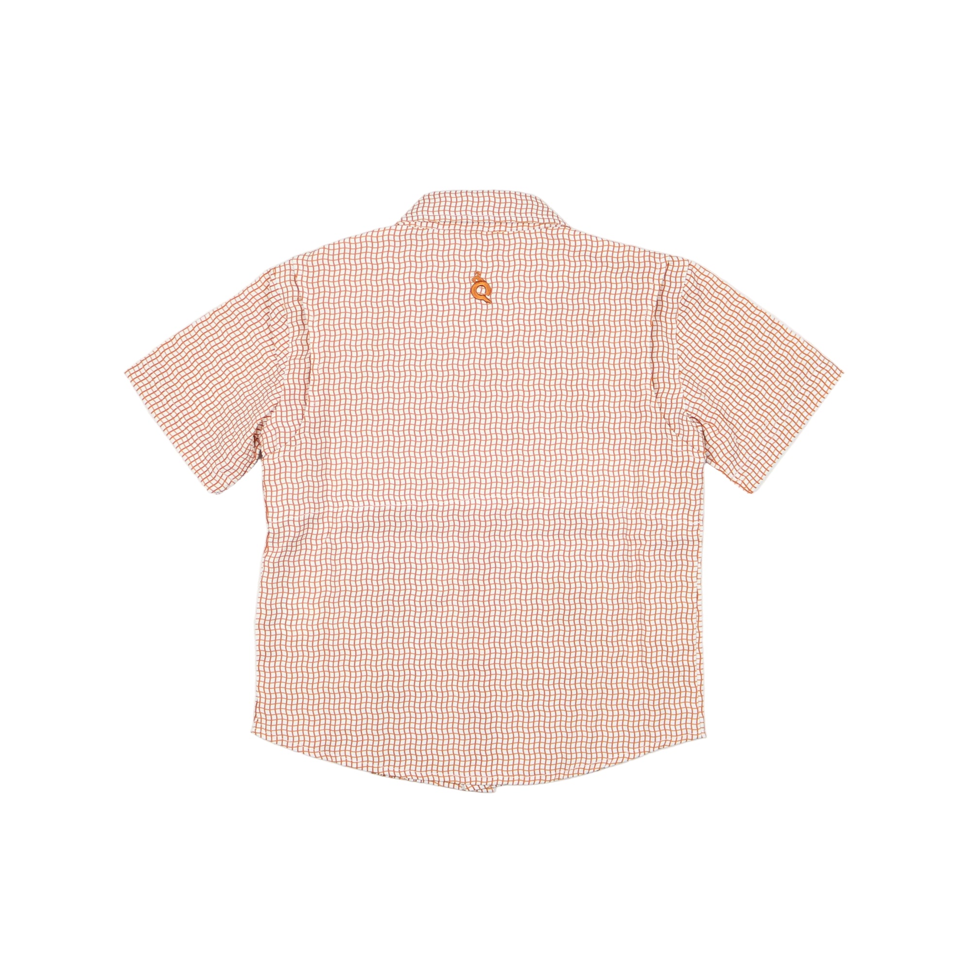 Game Day Short Sleeve Guayabera Shirt | Burnt Orange Wave Check