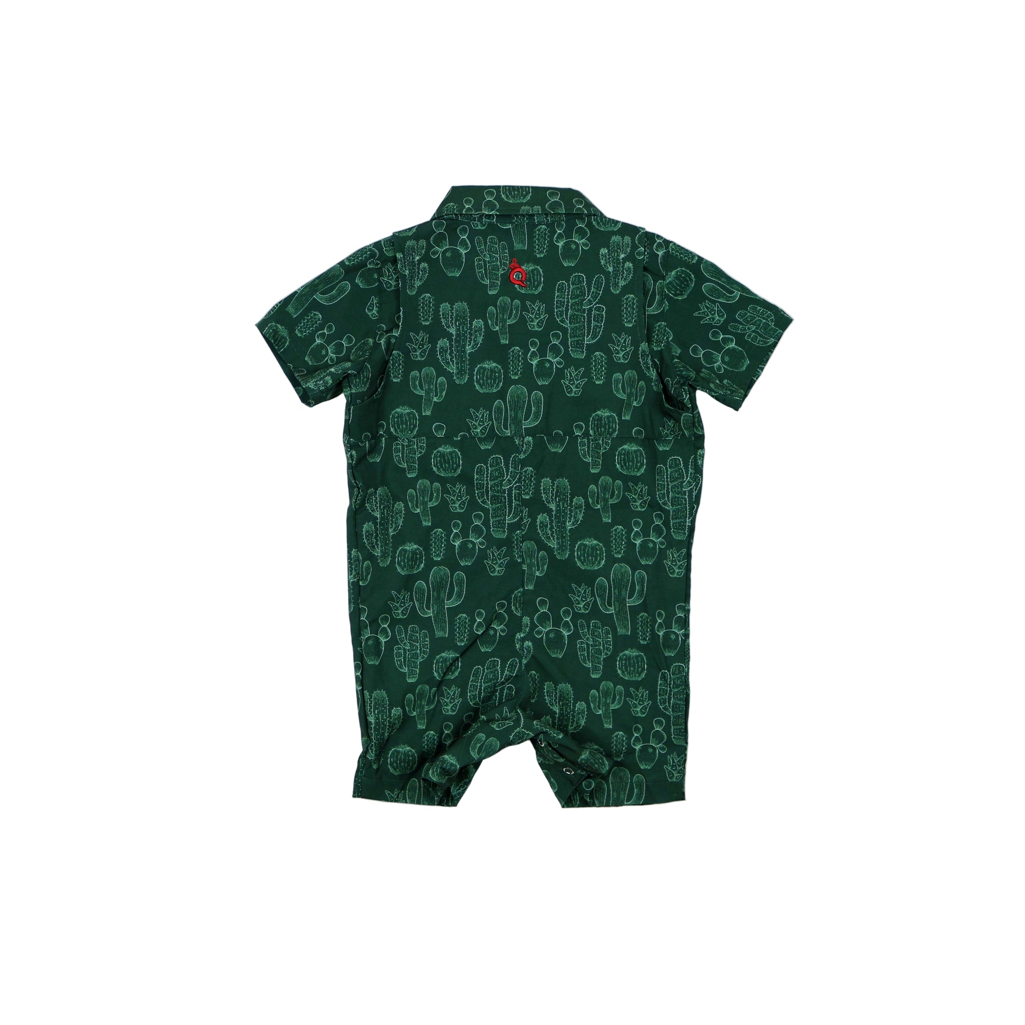 Short Sleeve Guayabera Romper | Feliz Navidad