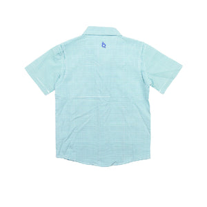 Guayabera Short Sleeve Shirt | Navy / Jade Check