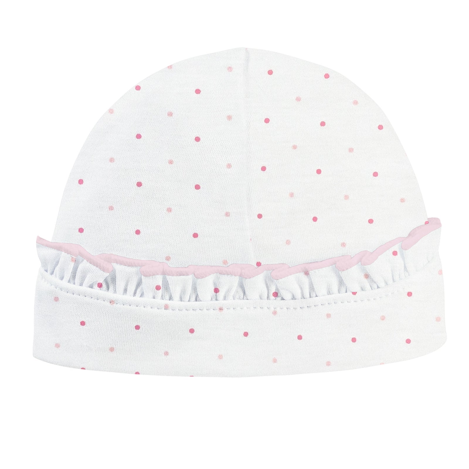 Pink Dots Printed Hat with Ruffle