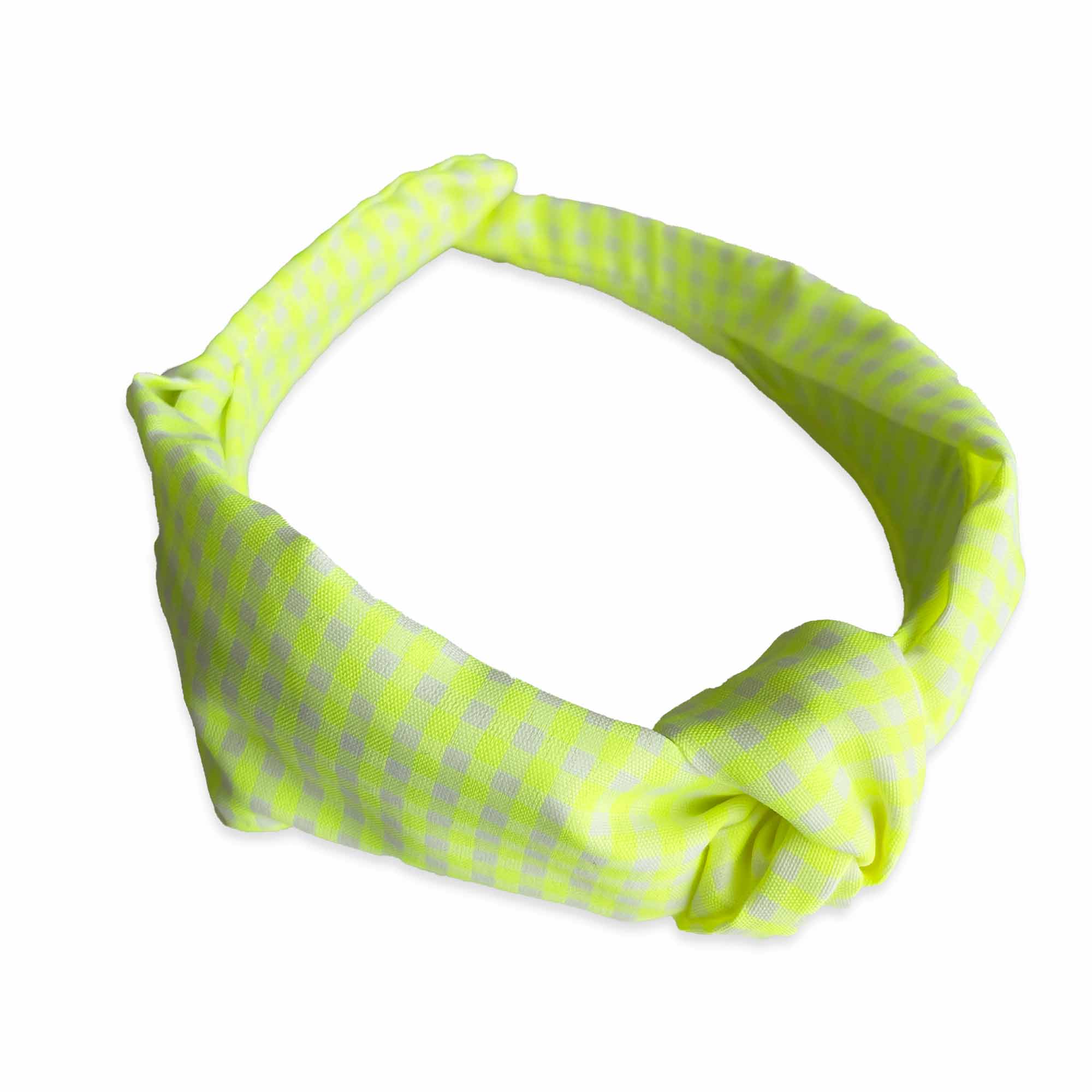 Neon Gingham Knotted Headband | Yellow