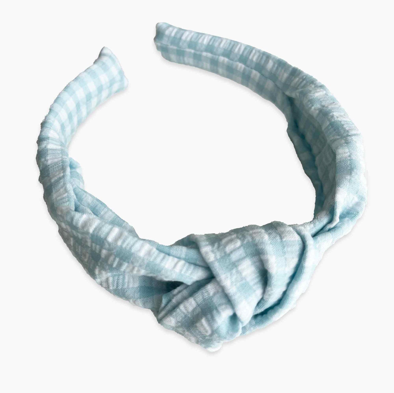 Seersucker Gingham Knotted Headband | Green