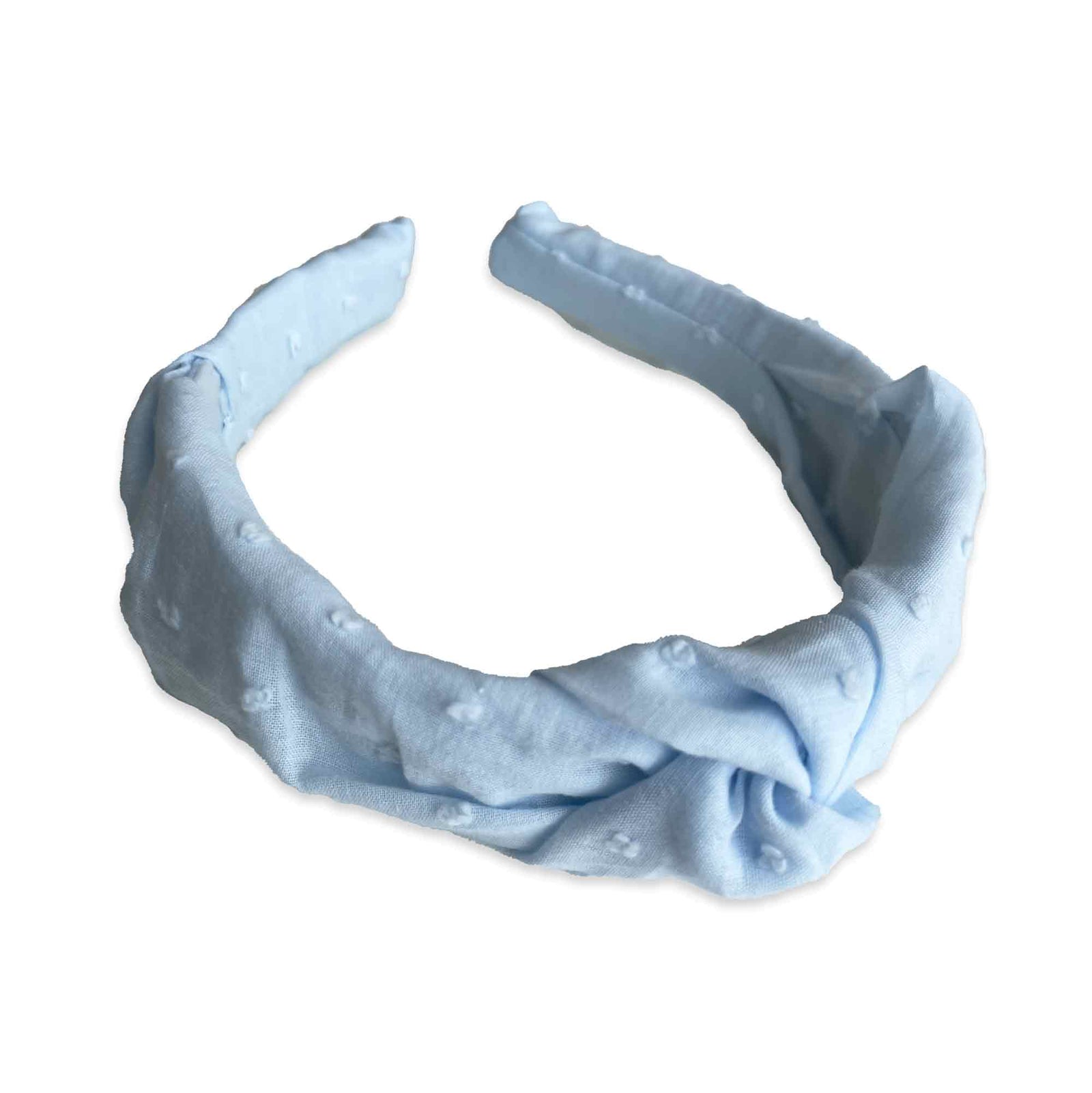 Swiss Dot Knotted Headband | Baby Blue