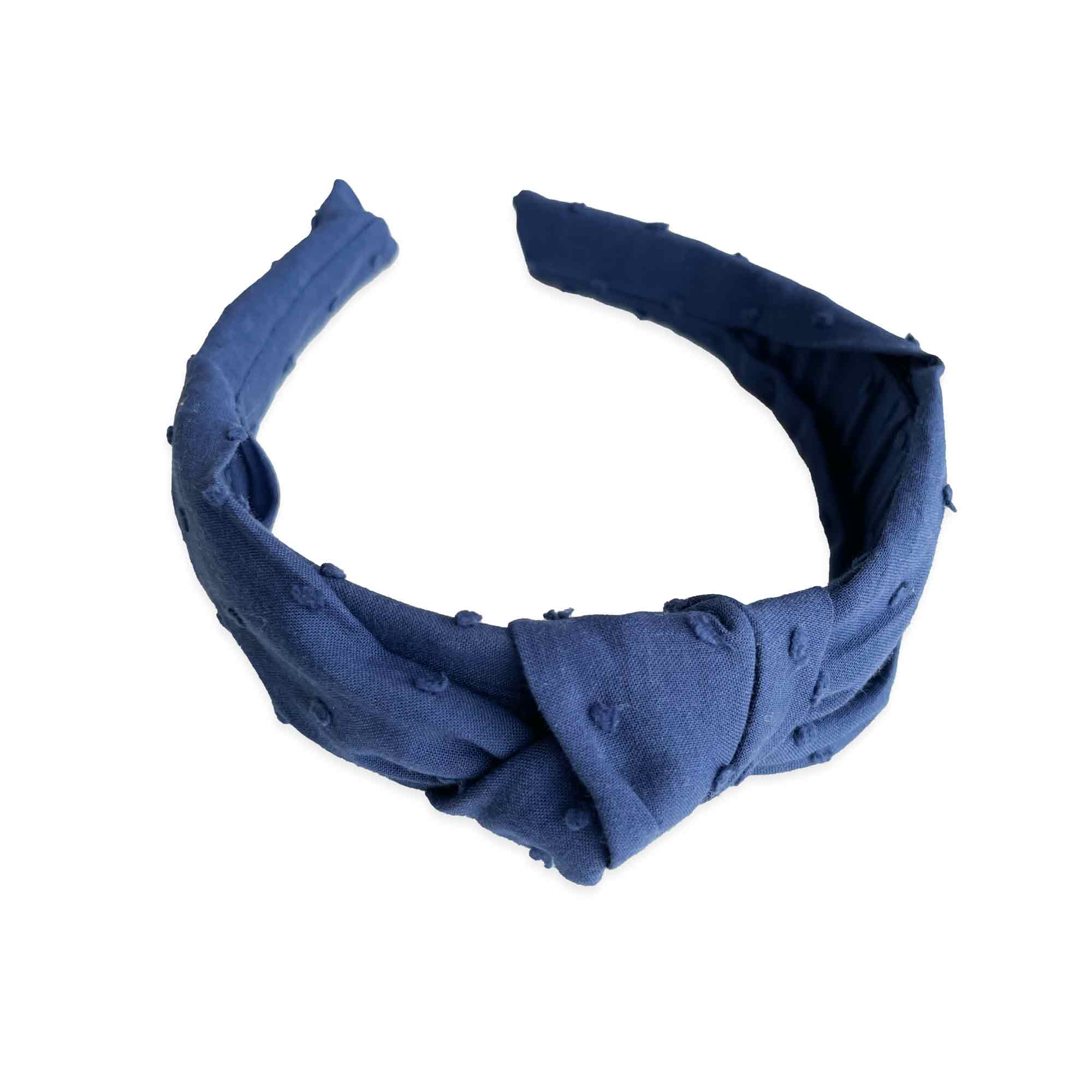Swiss Dot Knotted Headband | Navy Blue