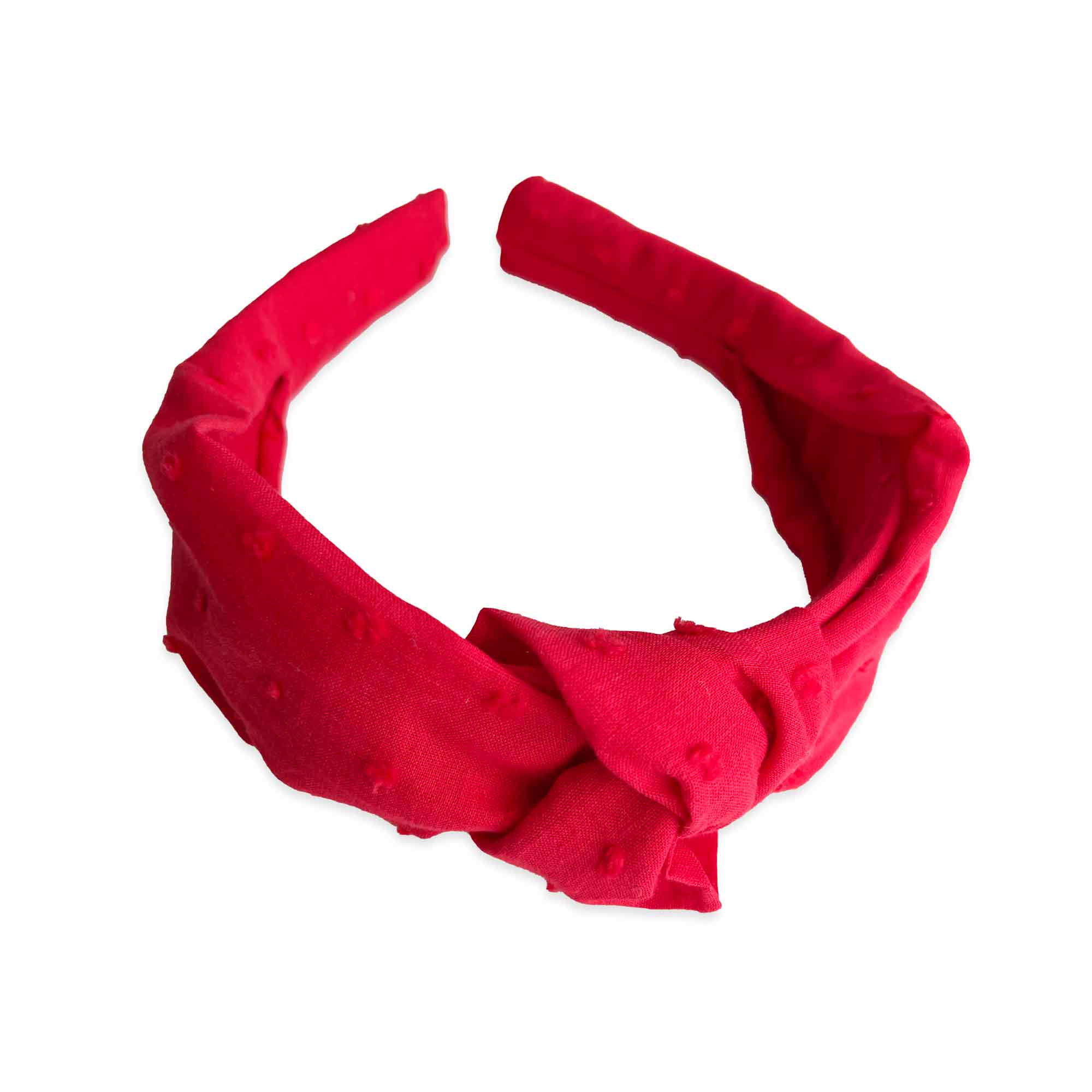Swiss Dot Knotted Headband | Red