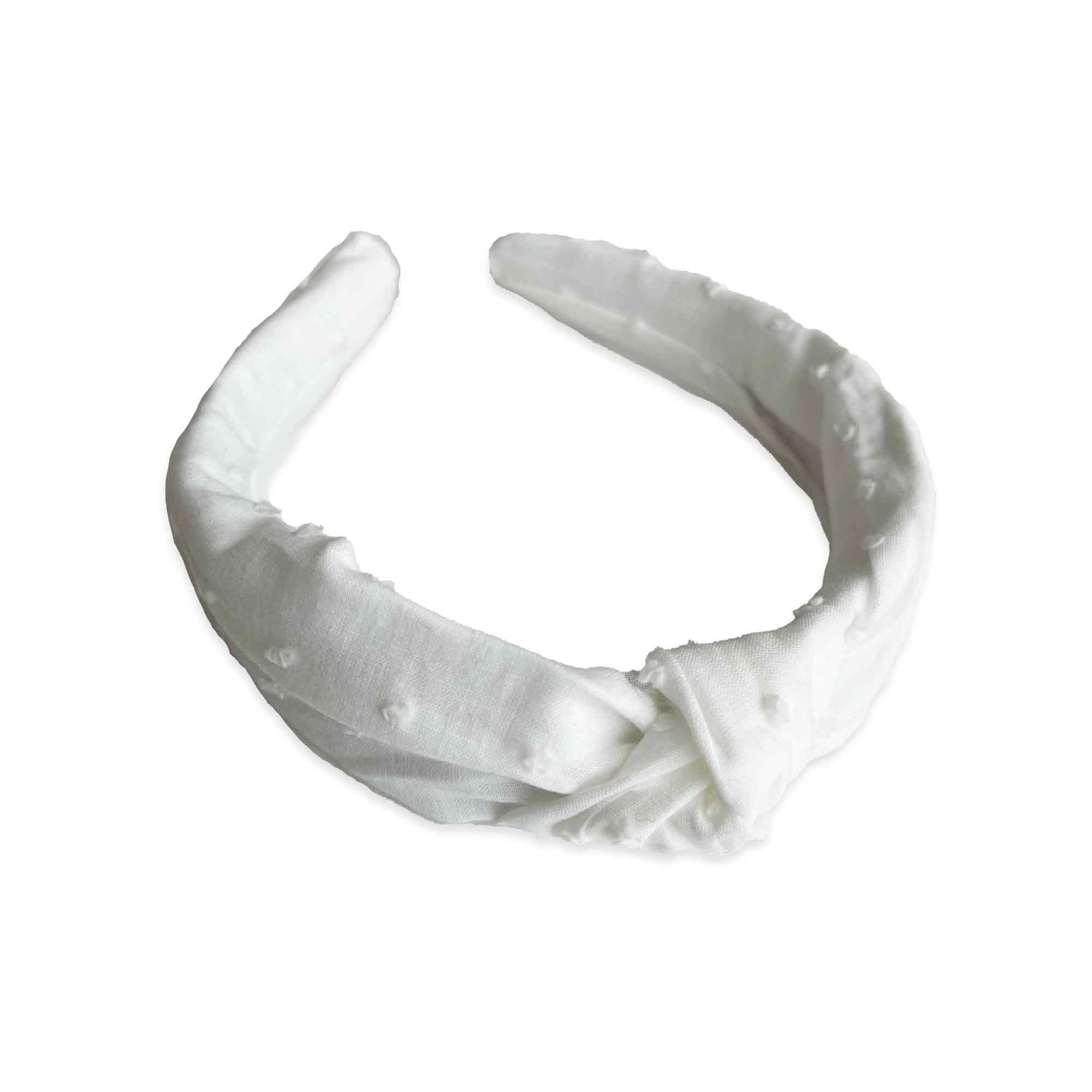 Swiss Dot Knotted Headband | White