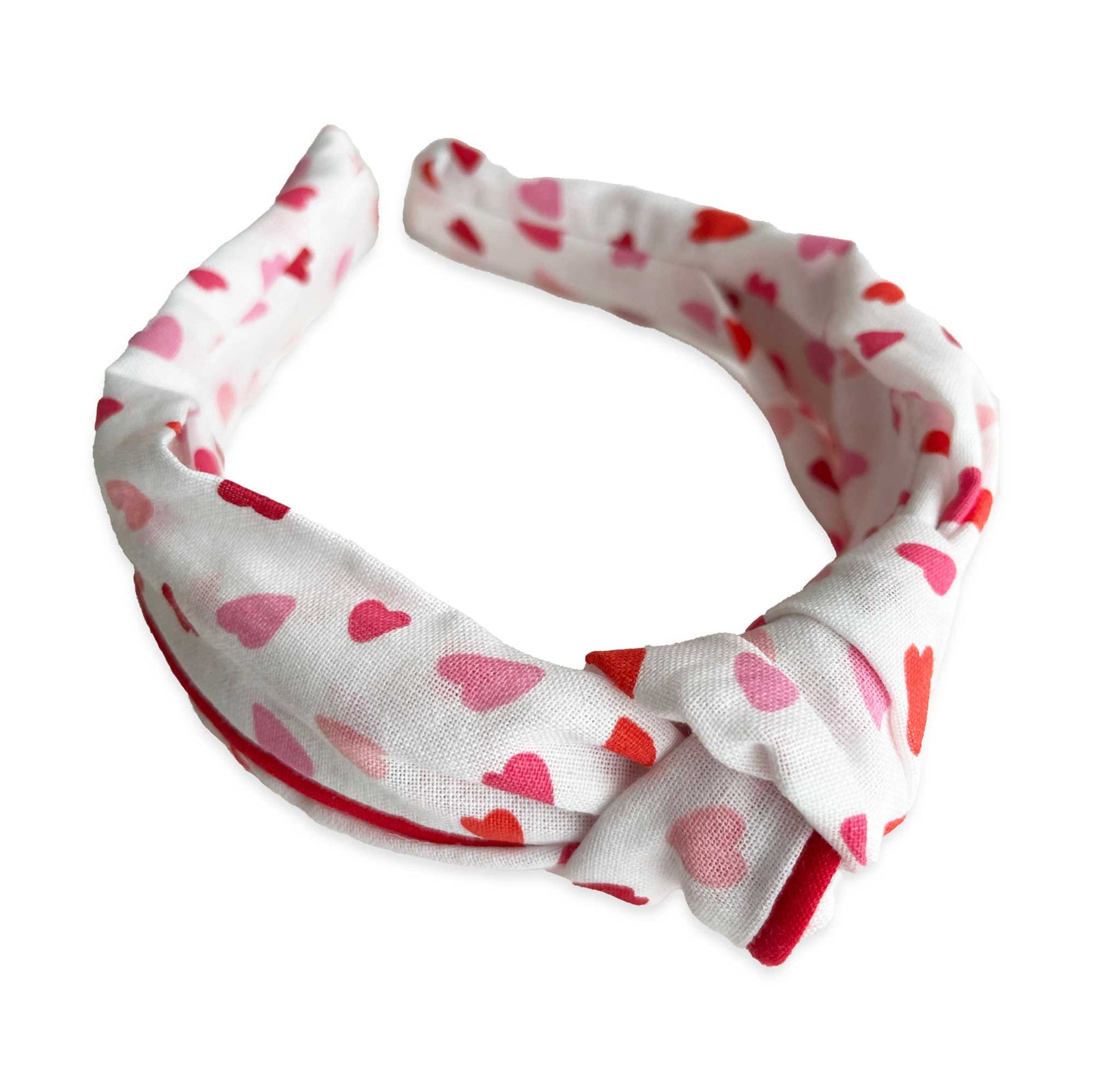 Valentines Heart Knotted Headband with Piping
