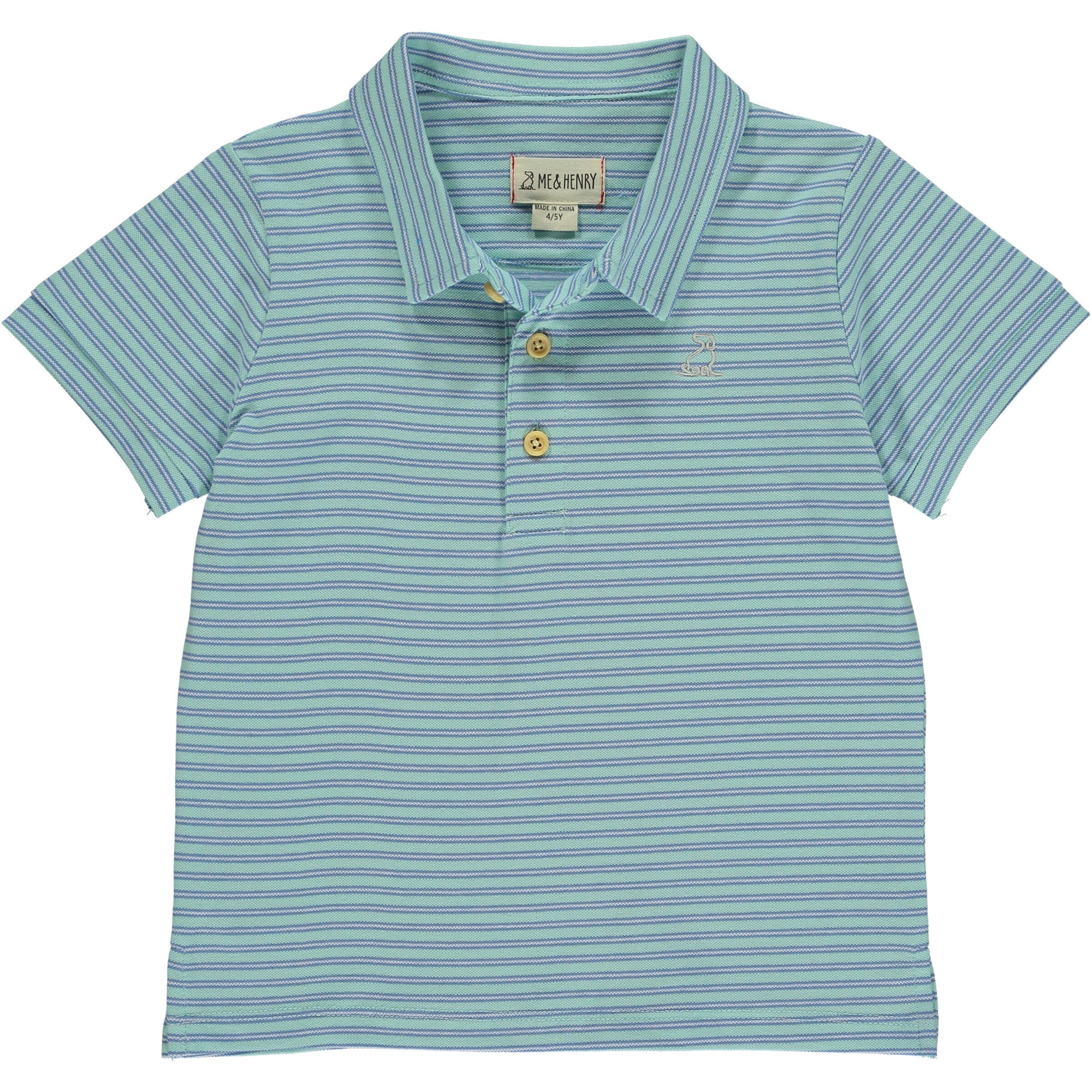 Starboard Polo Shirt | Aqua Blue Stripe