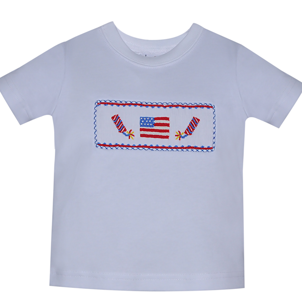 Red White and Blue Smocked Houston T-Shirt