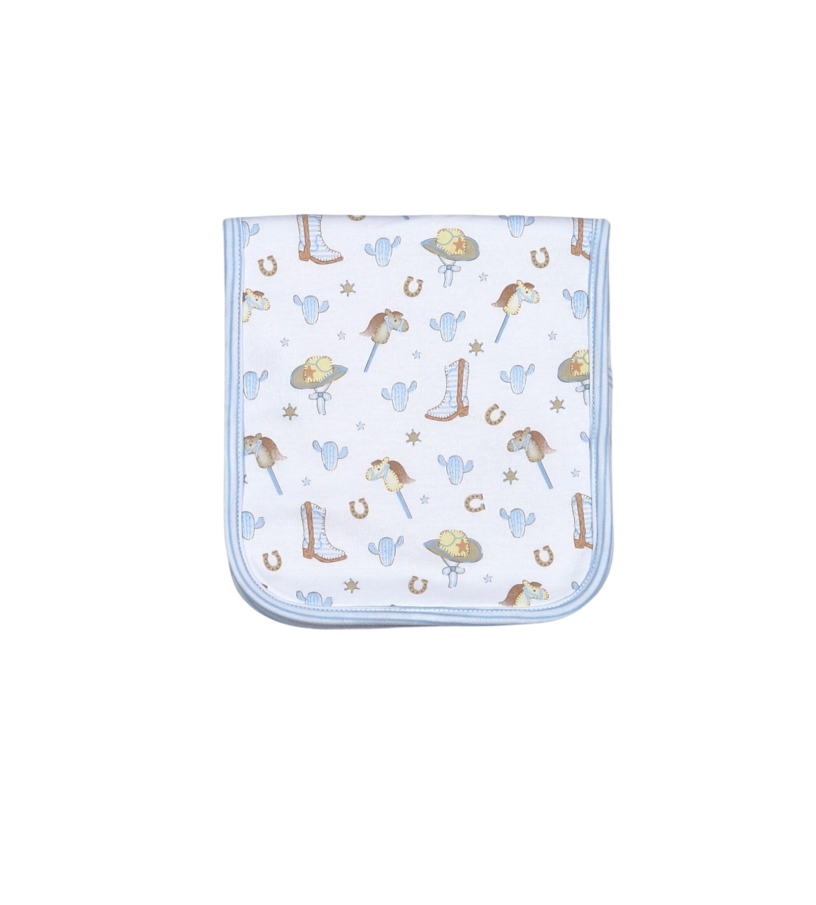 Howdy Baby Blue Pima Burping Pad