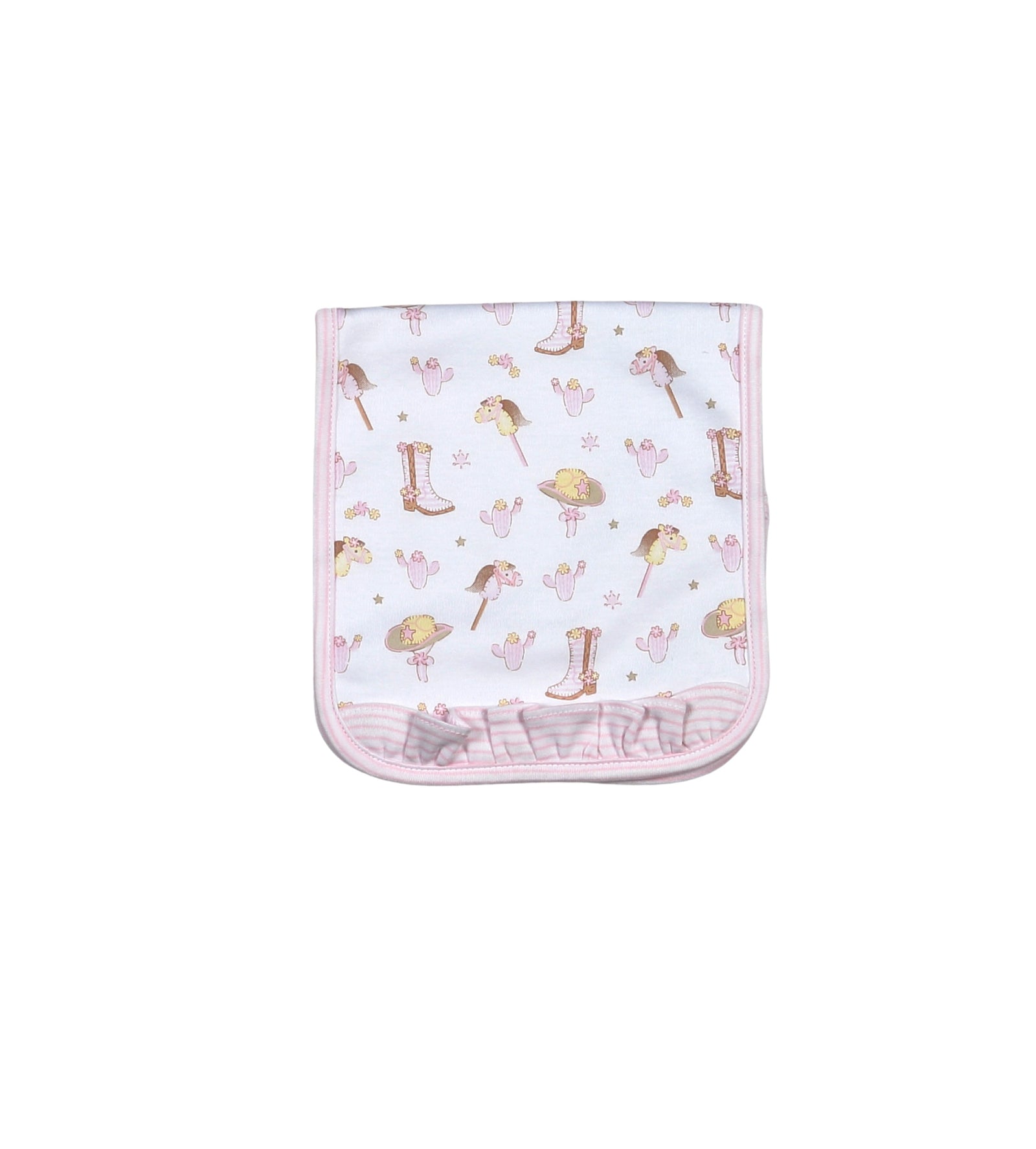 Howdy Baby Pink Pima Burping Pad