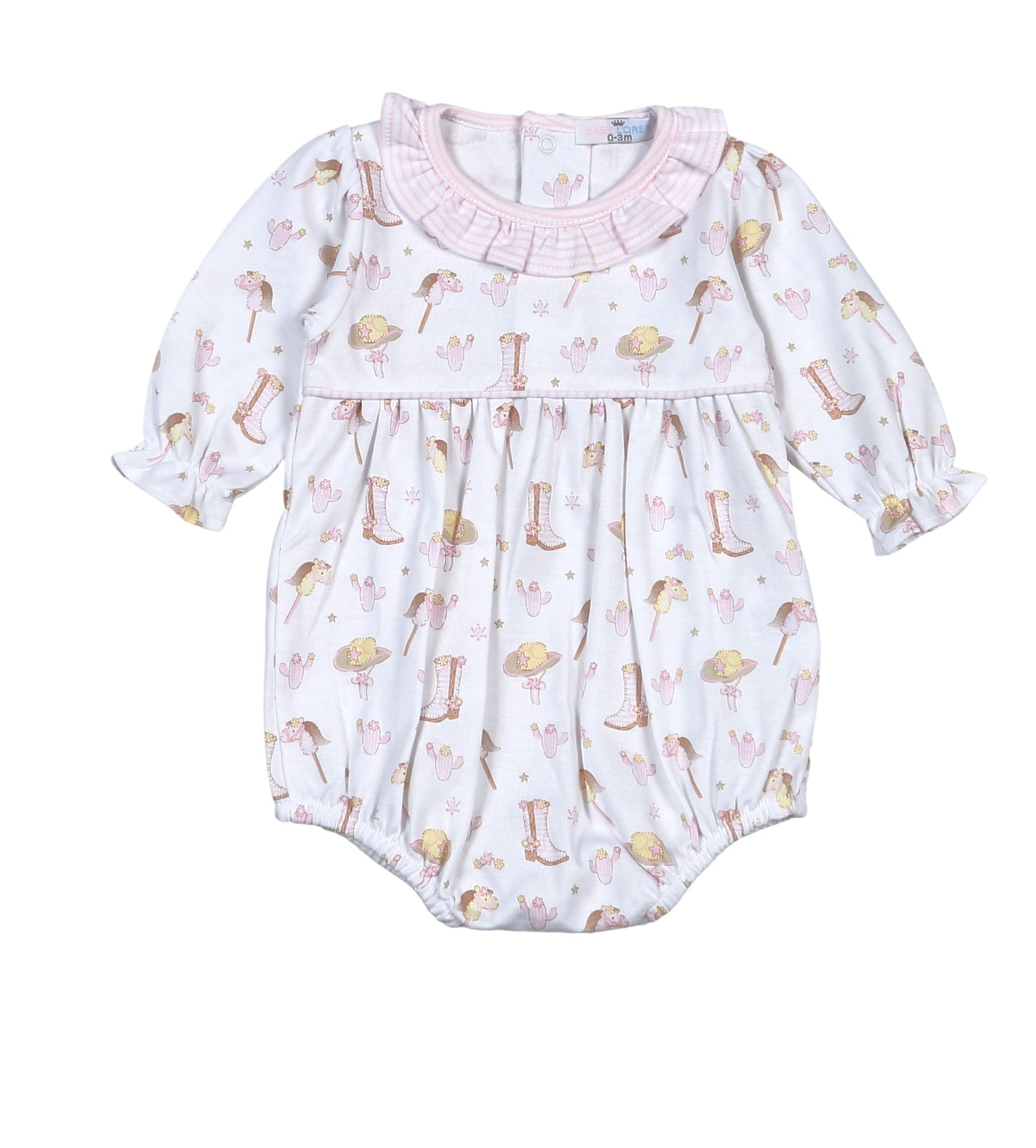 Howdy Baby Pink Pima Ruffled Bubble