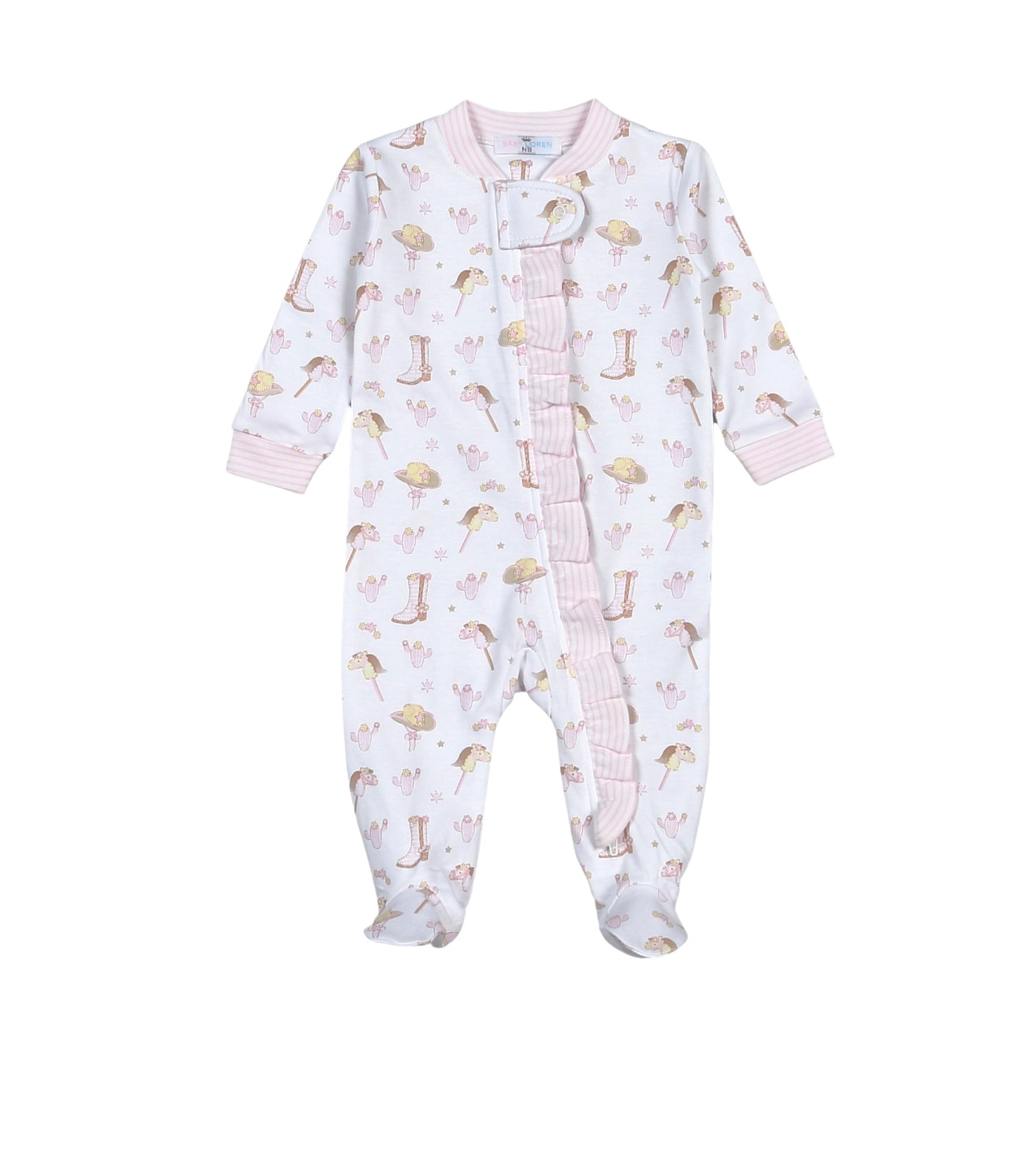 Howdy Baby Pink Pima Zipper Footie