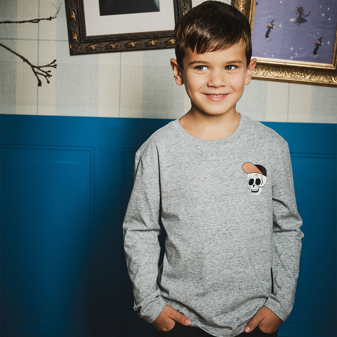 Skeleton Crew Glow-in-the-Dark Heather Grey Long-Sleeve Tee