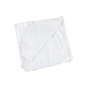 Blue Vintage Rocking Horse 2 Ply Bamboo Blanket with Binding