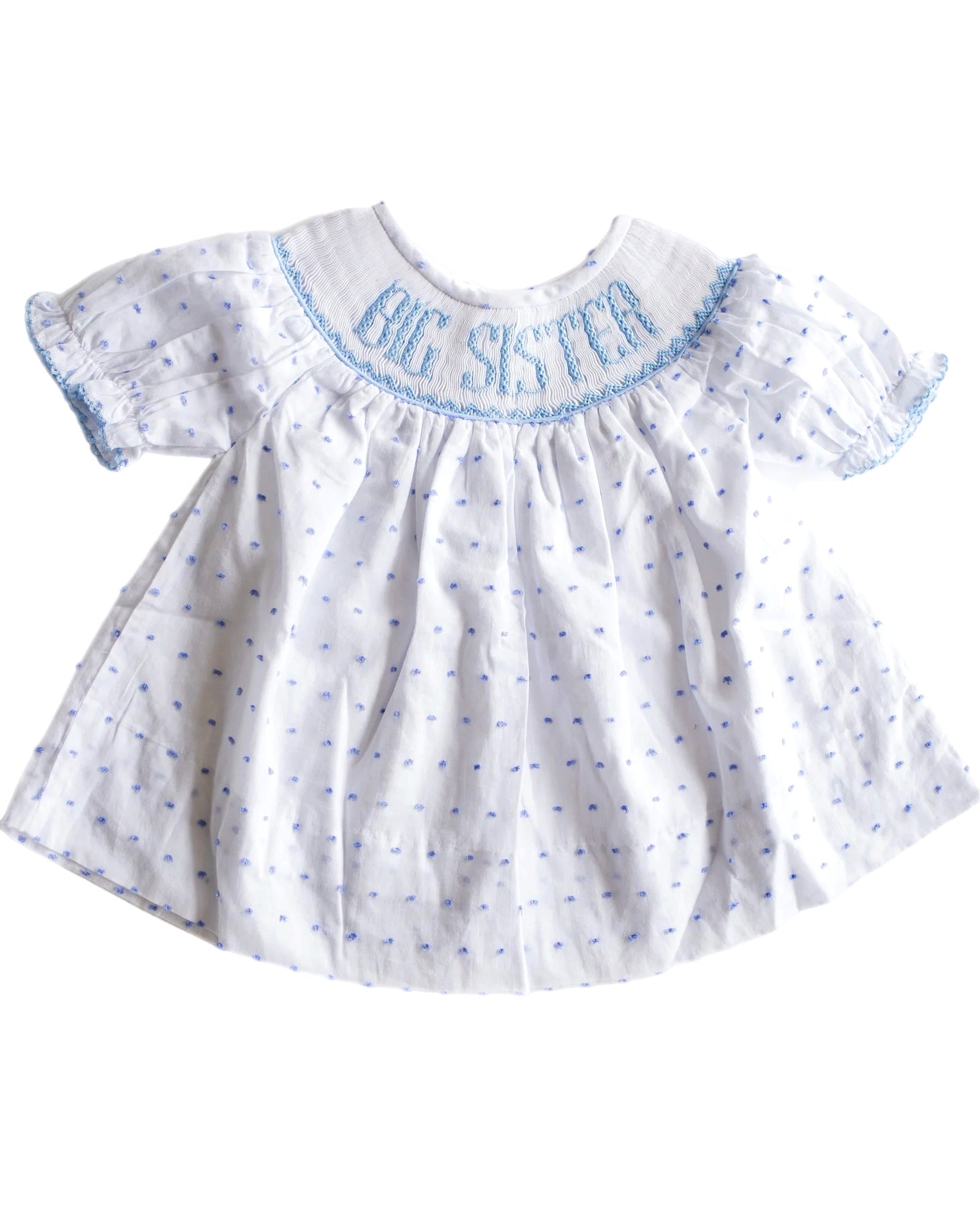 Big Sister Smocked Dress | Blue Swiss Dot