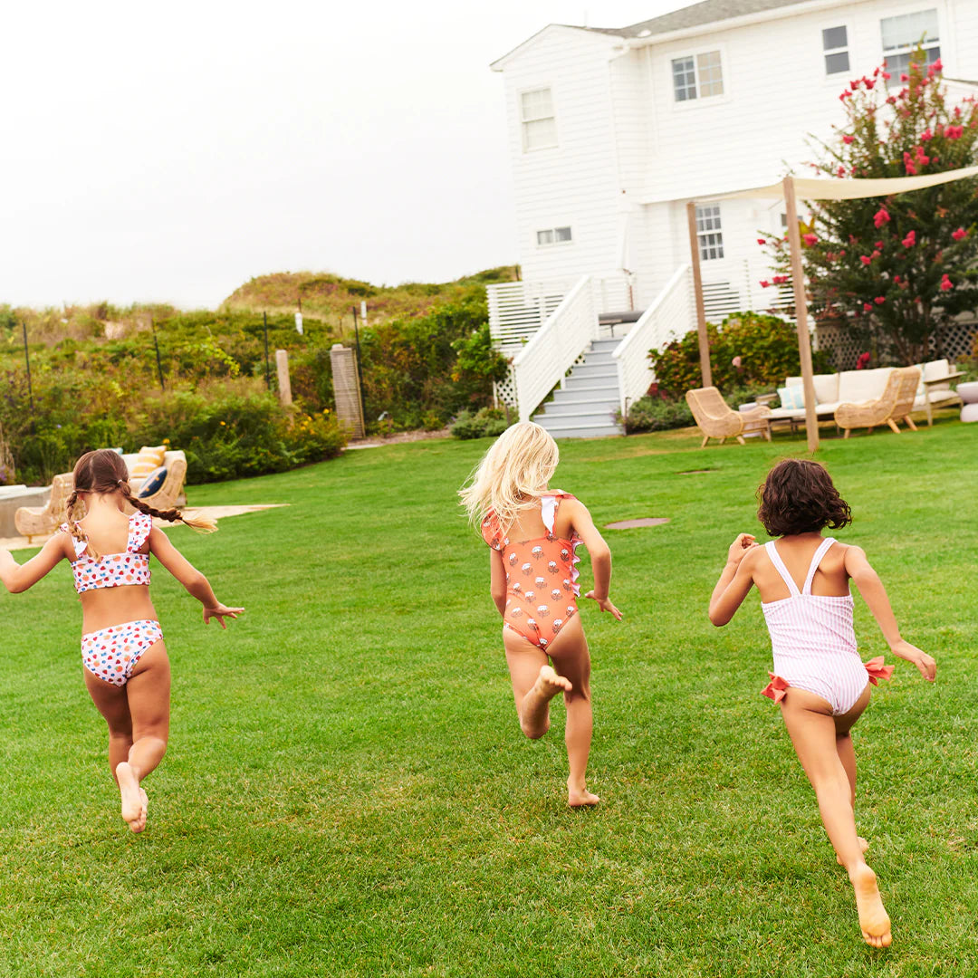 Sutton Swimsuit | Pink Faux Embroidery Stripe