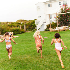 Sutton Swimsuit | Pink Faux Embroidery Stripe