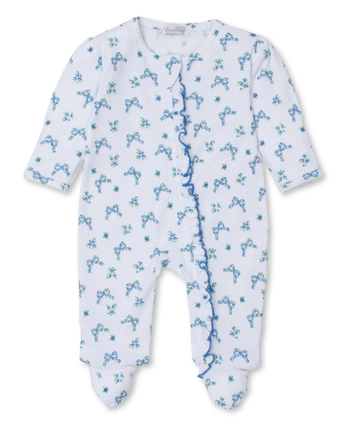 Blooming Bows Zip Footie | Blue