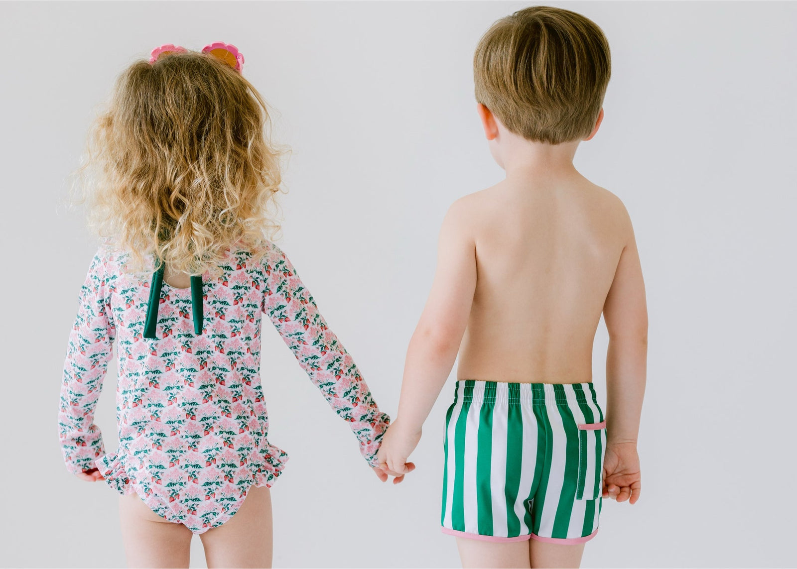 Green Cabana Stripe Swim Trunks
