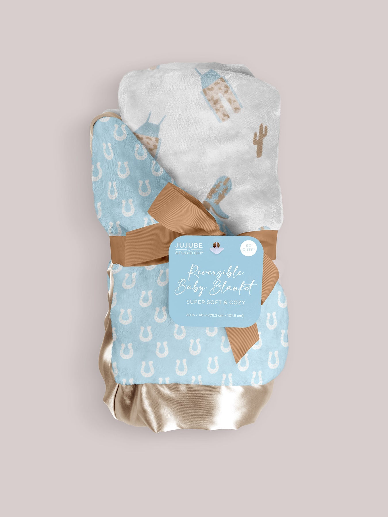Howdy Partner Blue Reversible Baby Blanket