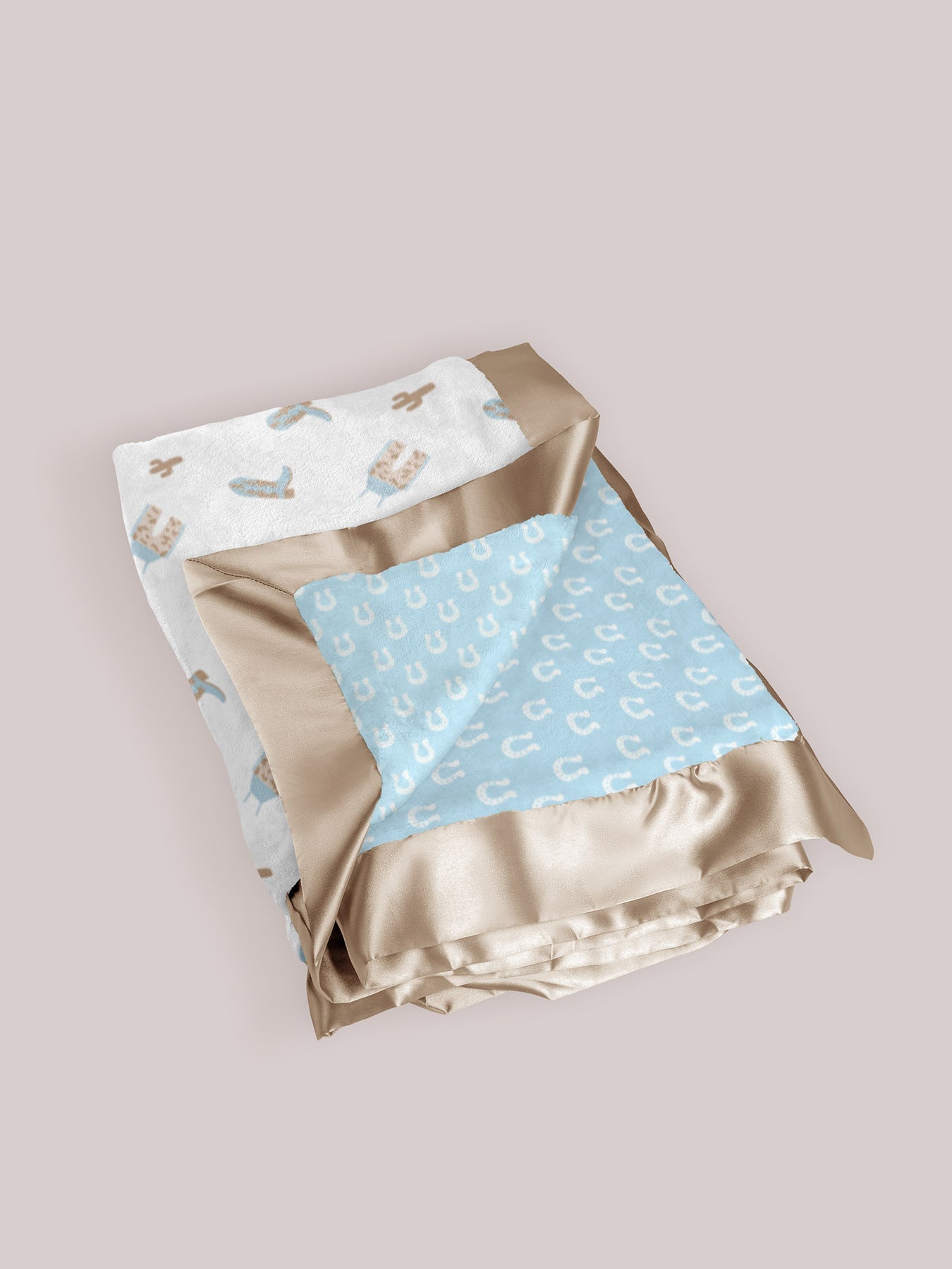 Howdy Partner Blue Reversible Baby Blanket