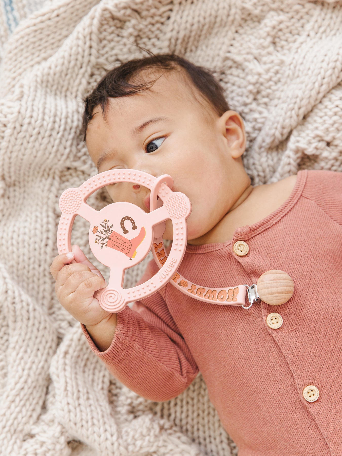 Bloomin' Boot Silicone Teether Ring with Detachable Clip